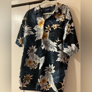 Men's Black Floral Button Down Shirt